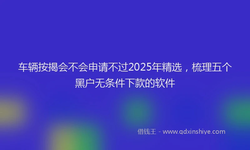 车辆按揭会不会申请不过2025年精选，梳理五个黑户无条件下款的软件
