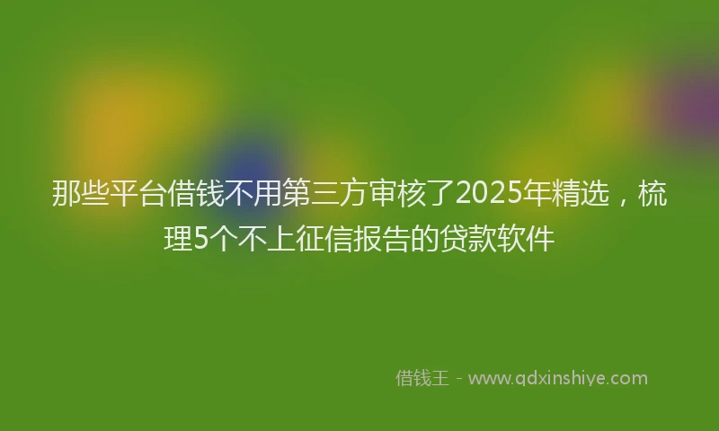 那些平台借钱不用第三方审核了2025年精选，梳理5个不上征信报告的贷款软件
