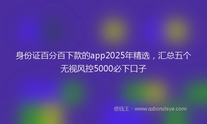 身份证百分百下款的app2025年精选，汇总五个无视风控5000必下口子