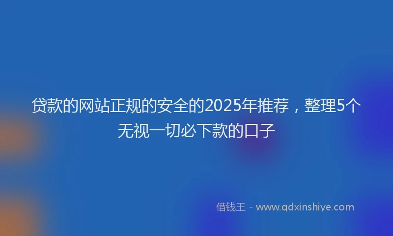贷款的网站正规的安全的2025年推荐，整理5个无视一切必下款的口子