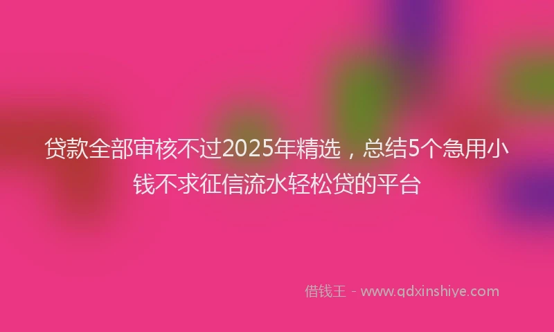 贷款全部审核不过2025年精选，总结5个急用小钱不求征信流水轻松贷的平台
