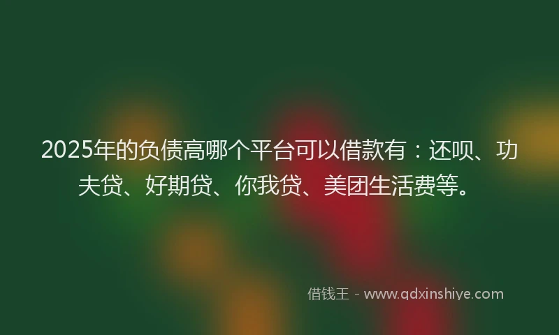 2025年的负债高哪个平台可以借款有：还呗、功夫贷、好期贷、你我贷、美团生活费等。
