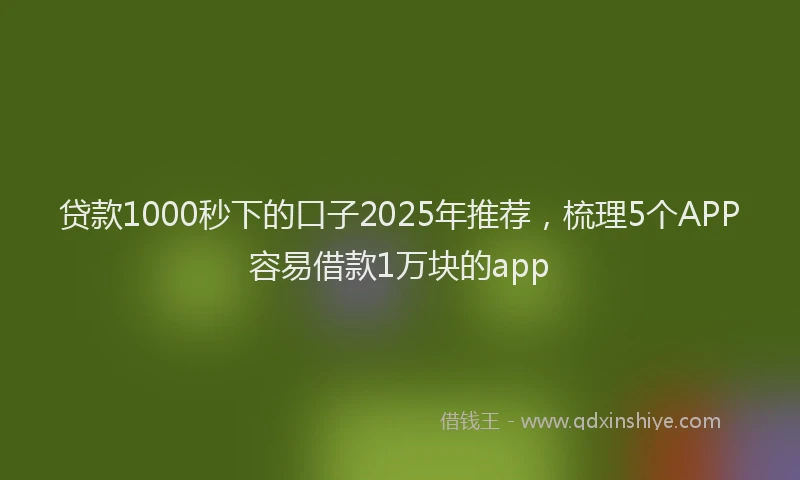 贷款1000秒下的口子2025年推荐，梳理5个APP容易借款1万块的app