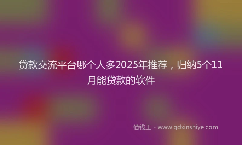 贷款交流平台哪个人多2025年推荐，归纳5个11月能贷款的软件