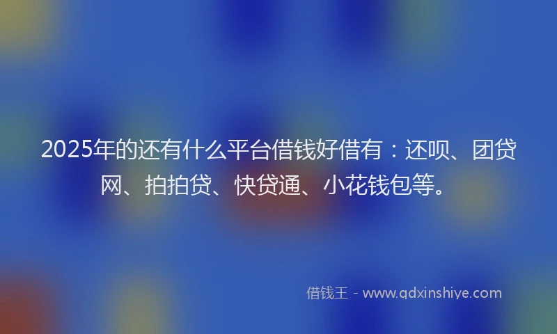 2025年的还有什么平台借钱好借有：还呗、团贷网、拍拍贷、快贷通、小花钱包等。