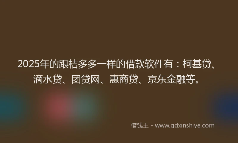 2025年的跟桔多多一样的借款软件有:柯基贷、滴水贷、团贷网、惠商贷、京东金融等。