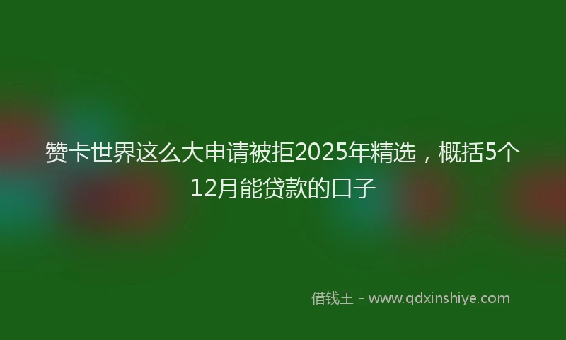 赞卡世界这么大申请被拒2025年精选，概括5个12月能贷款的口子