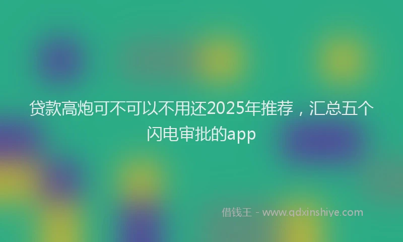 贷款高炮可不可以不用还2025年推荐，汇总五个闪电审批的app