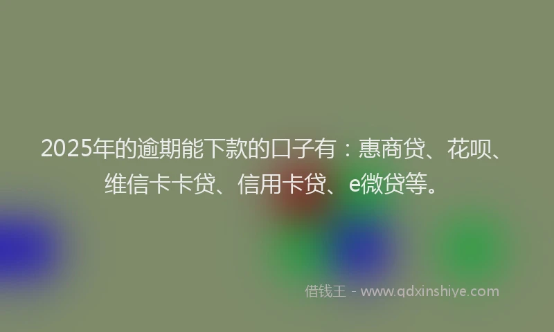 2025年的逾期能下款的口子有：惠商贷、花呗、维信卡卡贷、信用卡贷、e微贷等。