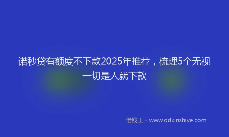 诺秒贷有额度不下款2025年推荐，梳理5个无视一切是人就下款