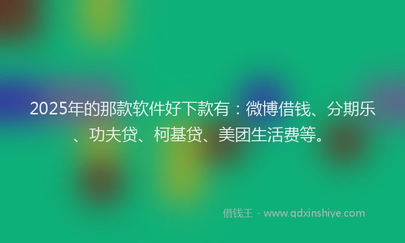 2025年的那款软件好下款有：微博借钱、分期乐、功夫贷、柯基贷、美团生活费等。