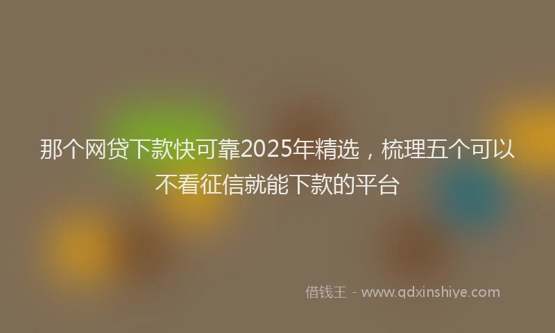 那个网贷下款快可靠2025年精选，梳理五个可以不看征信就能下款的平台