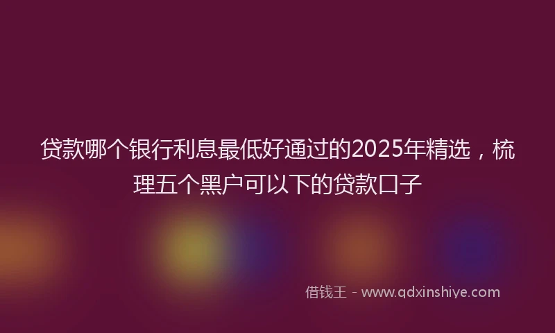 贷款哪个银行利息最低好通过的2025年精选，梳理五个黑户可以下的贷款口子