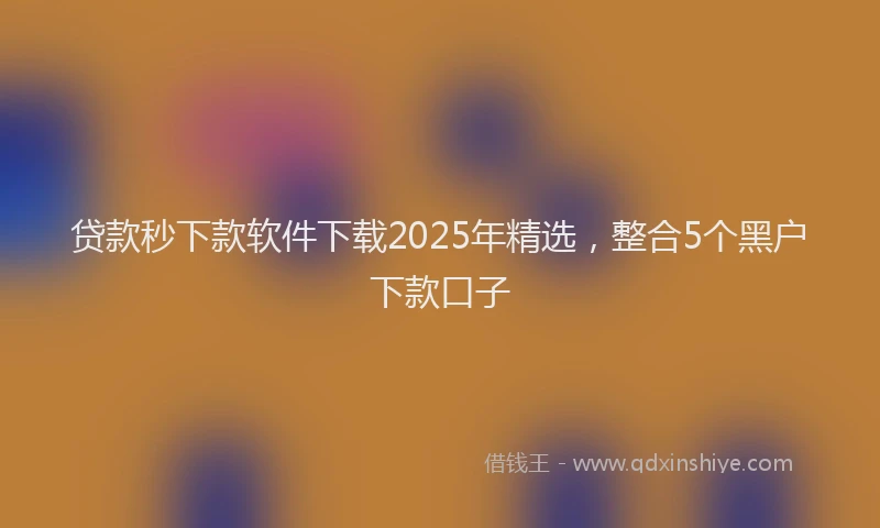 贷款秒下款软件下载2025年精选，整合5个黑户下款口子