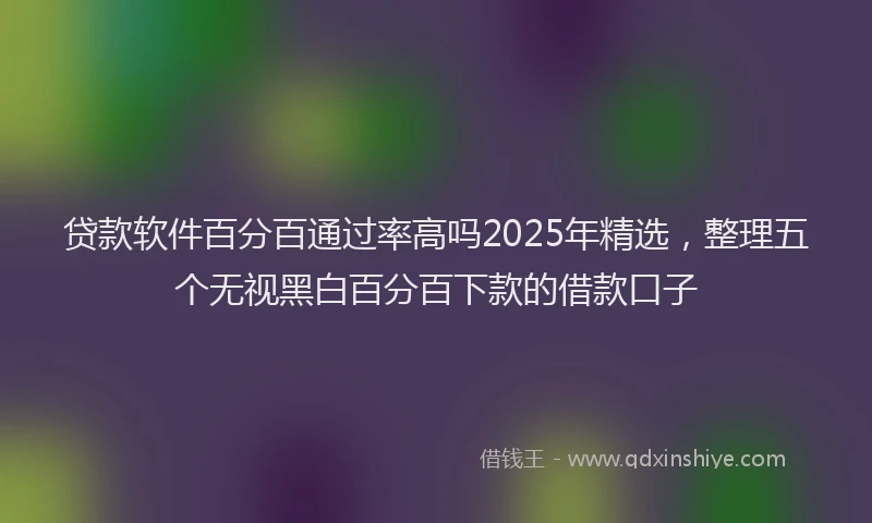 贷款软件百分百通过率高吗2025年精选，整理五个无视黑白百分百下款的借款口子