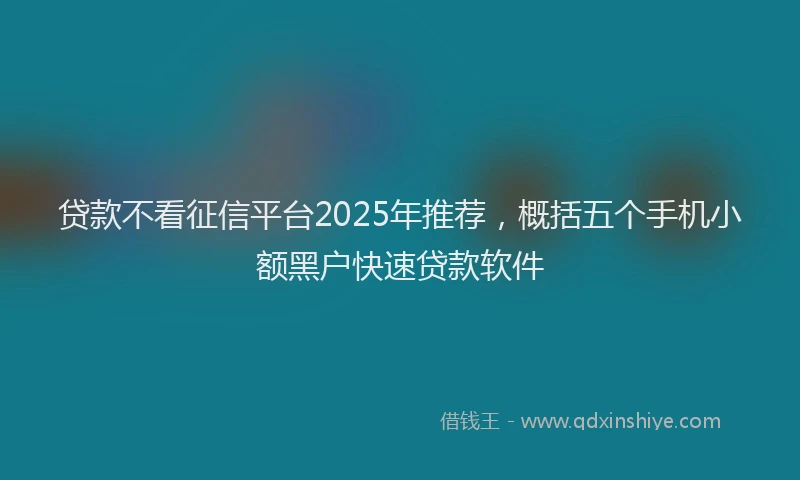 贷款不看征信平台2025年推荐，概括五个手机小额黑户快速贷款软件