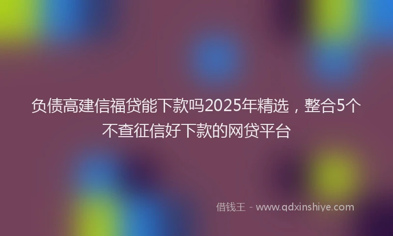 负债高建信福贷能下款吗2025年精选，整合5个不查征信好下款的网贷平台