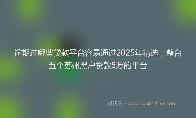 逾期过哪些贷款平台容易通过2025年精选，整合五个苏州黑户贷款5万的平台