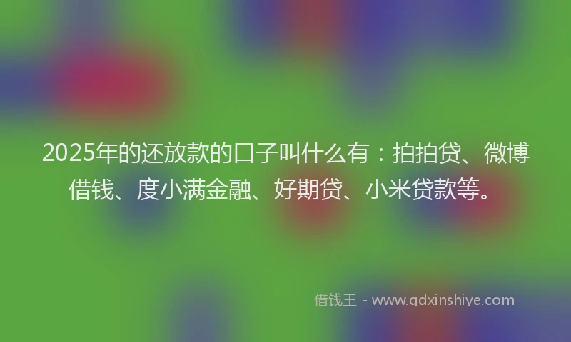 2025年的还放款的口子叫什么有：拍拍贷、微博借钱、度小满金融、好期贷、小米贷款等。