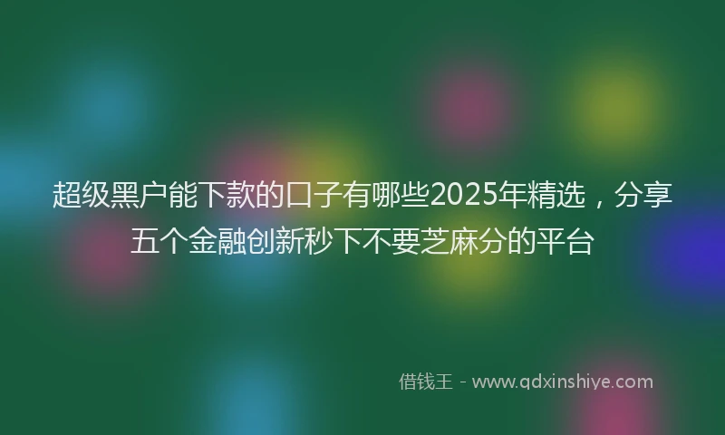 超级黑户能下款的口子有哪些2025年精选，分享五个金融创新秒下不要芝麻分的平台