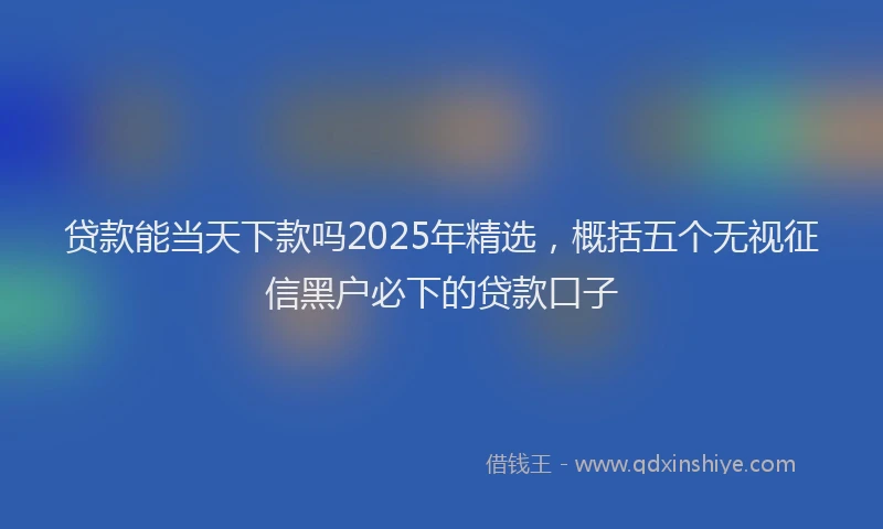 贷款能当天下款吗2025年精选，概括五个无视征信黑户必下的贷款口子