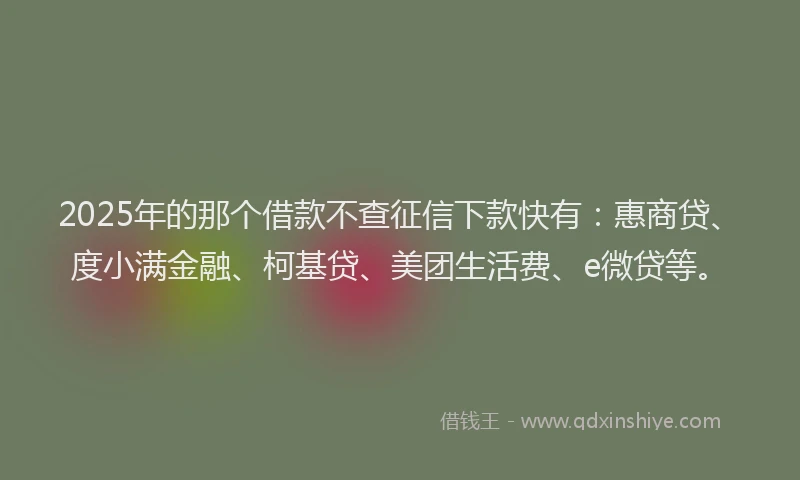 2025年的那个借款不查征信下款快有：惠商贷、度小满金融、柯基贷、美团生活费、e微贷等。