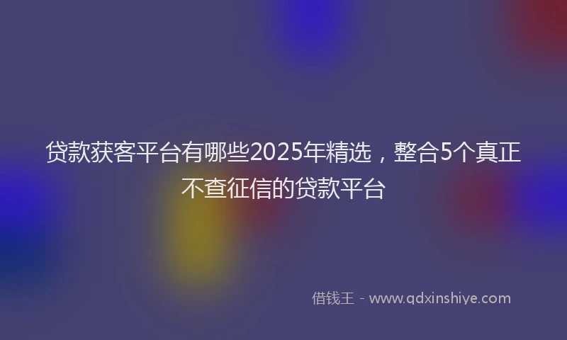 贷款获客平台有哪些2025年精选，整合5个真正不查征信的贷款平台