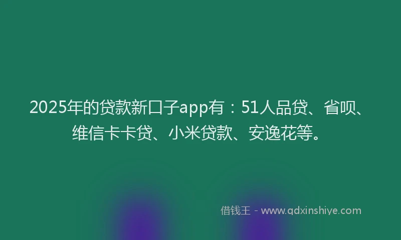 2025年的贷款新口子app有：51人品贷、省呗、维信卡卡贷、小米贷款、安逸花等。