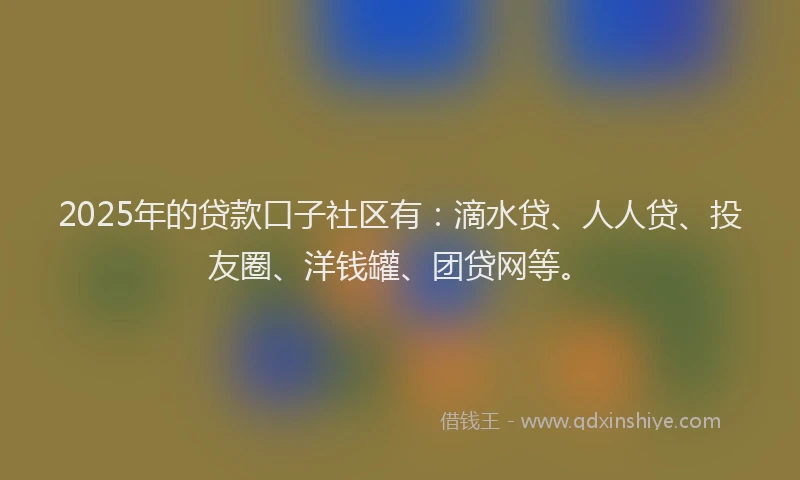 2025年的贷款口子社区有：滴水贷、人人贷、投友圈、洋钱罐、团贷网等。