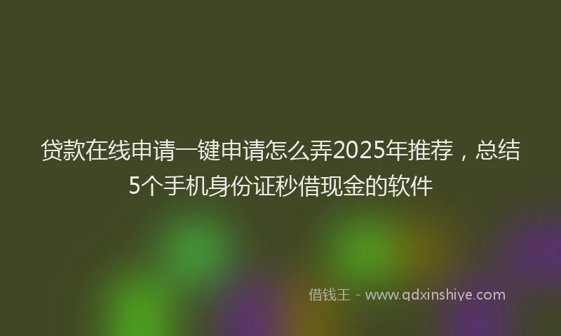 贷款在线申请一键申请怎么弄2025年推荐，总结5个手机身份证秒借现金的软件