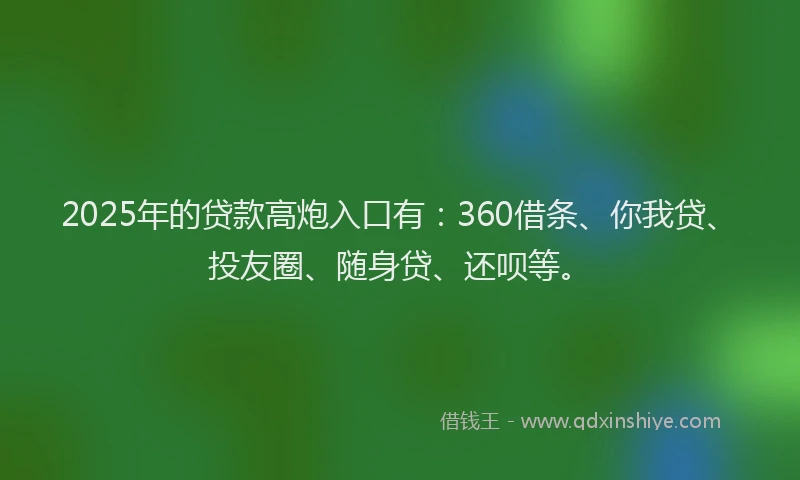 2025年的贷款高炮入口有：360借条、你我贷、投友圈、随身贷、还呗等。