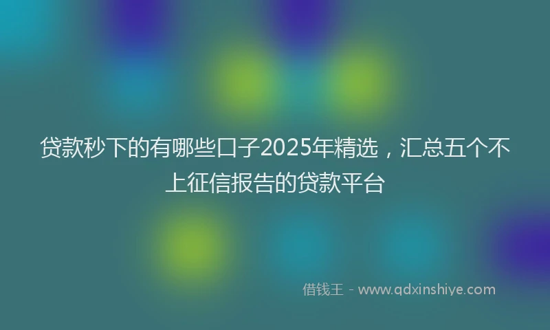 贷款秒下的有哪些口子2025年精选，汇总五个不上征信报告的贷款平台