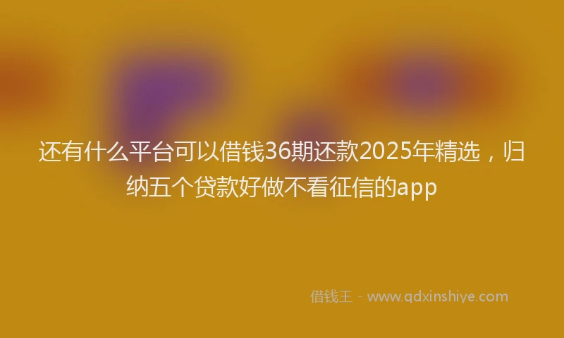 还有什么平台可以借钱36期还款2025年精选，归纳五个贷款好做不看征信的app