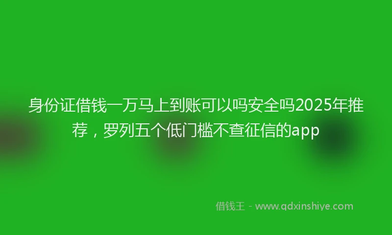身份证借钱一万马上到账可以吗安全吗2025年推荐，罗列五个低门槛不查征信的app