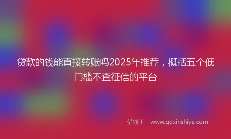贷款的钱能直接转账吗2025年推荐，概括五个低门槛不查征信的平台