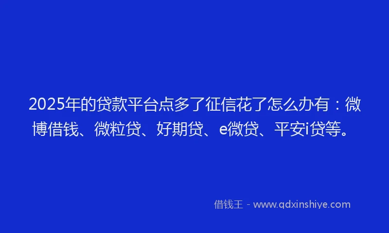 2025年的贷款平台点多了征信花了怎么办有：微博借钱、微粒贷、好期贷、e微贷、平安i贷等。