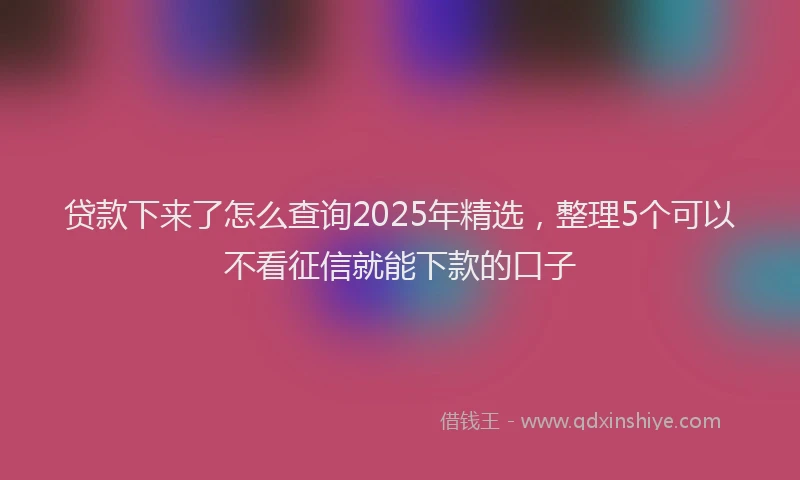 贷款下来了怎么查询2025年精选，整理5个可以不看征信就能下款的口子