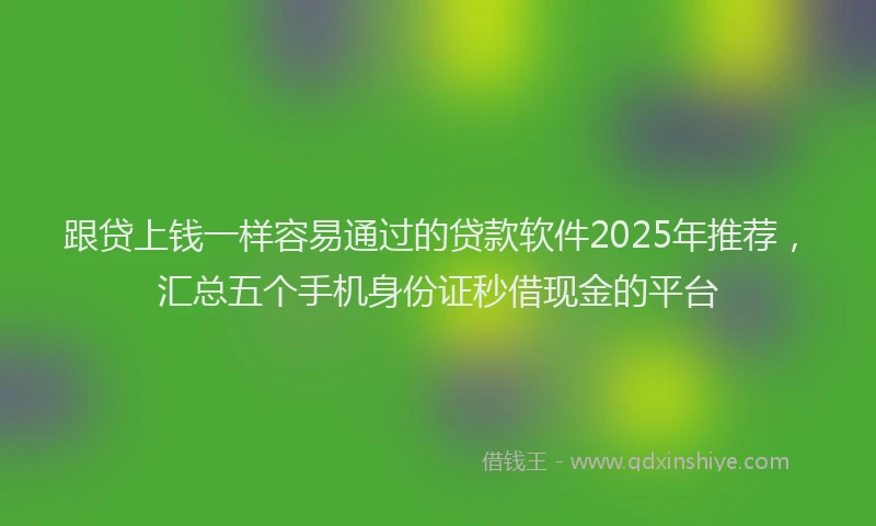 跟贷上钱一样容易通过的贷款软件2025年推荐，汇总五个手机身份证秒借现金的平台