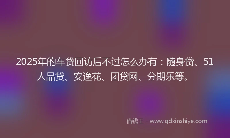 2025年的车贷回访后不过怎么办有：随身贷、51人品贷、安逸花、团贷网、分期乐等。