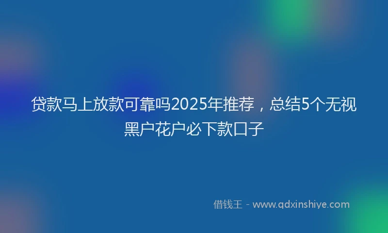 贷款马上放款可靠吗2025年推荐，总结5个无视黑户花户必下款口子