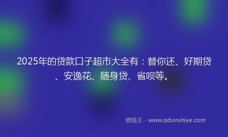 2025年的贷款口子超市大全有：替你还、好期贷、安逸花、随身贷、省呗等。
