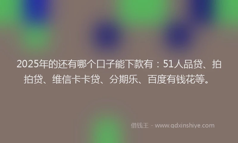 2025年的还有哪个口子能下款有：51人品贷、拍拍贷、维信卡卡贷、分期乐、百度有钱花等。