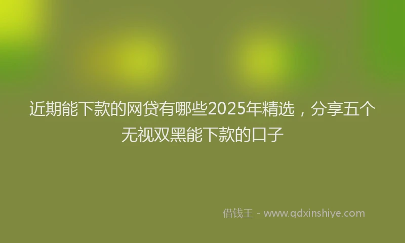 近期能下款的网贷有哪些2025年精选，分享五个无视双黑能下款的口子