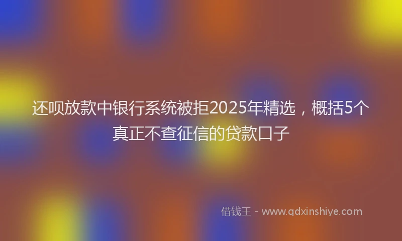 还呗放款中银行系统被拒2025年精选，概括5个真正不查征信的贷款口子