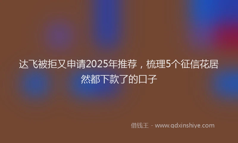 达飞被拒又申请2025年推荐，梳理5个征信花居然都下款了的口子