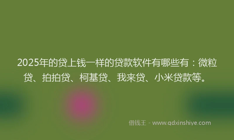 2025年的贷上钱一样的贷款软件有哪些有：微粒贷、拍拍贷、柯基贷、我来贷、小米贷款等。
