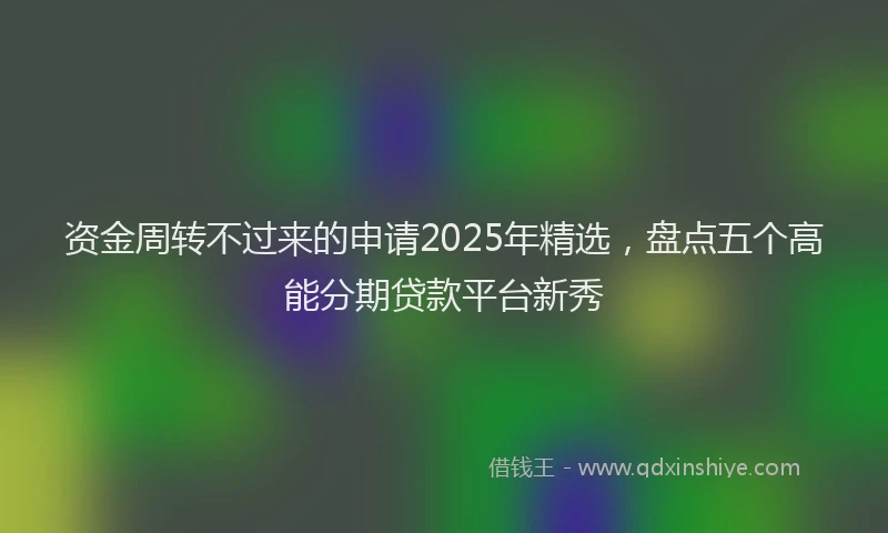 资金周转不过来的申请2025年精选，盘点五个高能分期贷款平台新秀