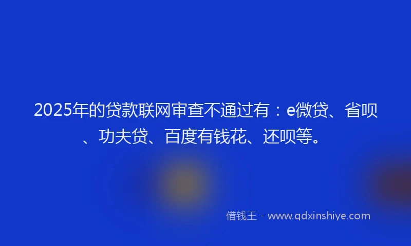 2025年的贷款联网审查不通过有：e微贷、省呗、功夫贷、百度有钱花、还呗等。