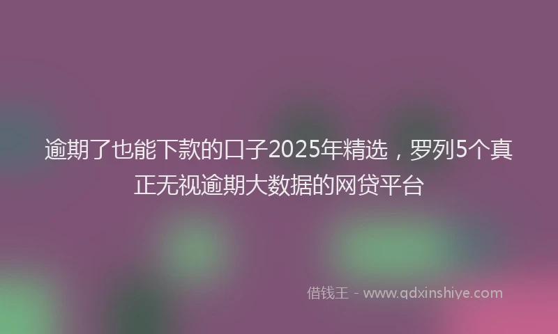 逾期了也能下款的口子2025年精选，罗列5个真正无视逾期大数据的网贷平台