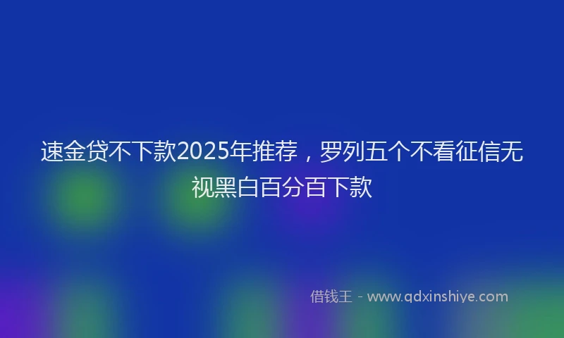 速金贷不下款2025年推荐，罗列五个不看征信无视黑白百分百下款